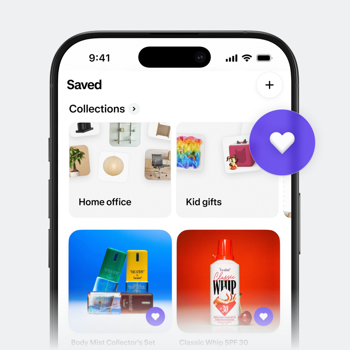 Saved products and followed stores in the Shop app