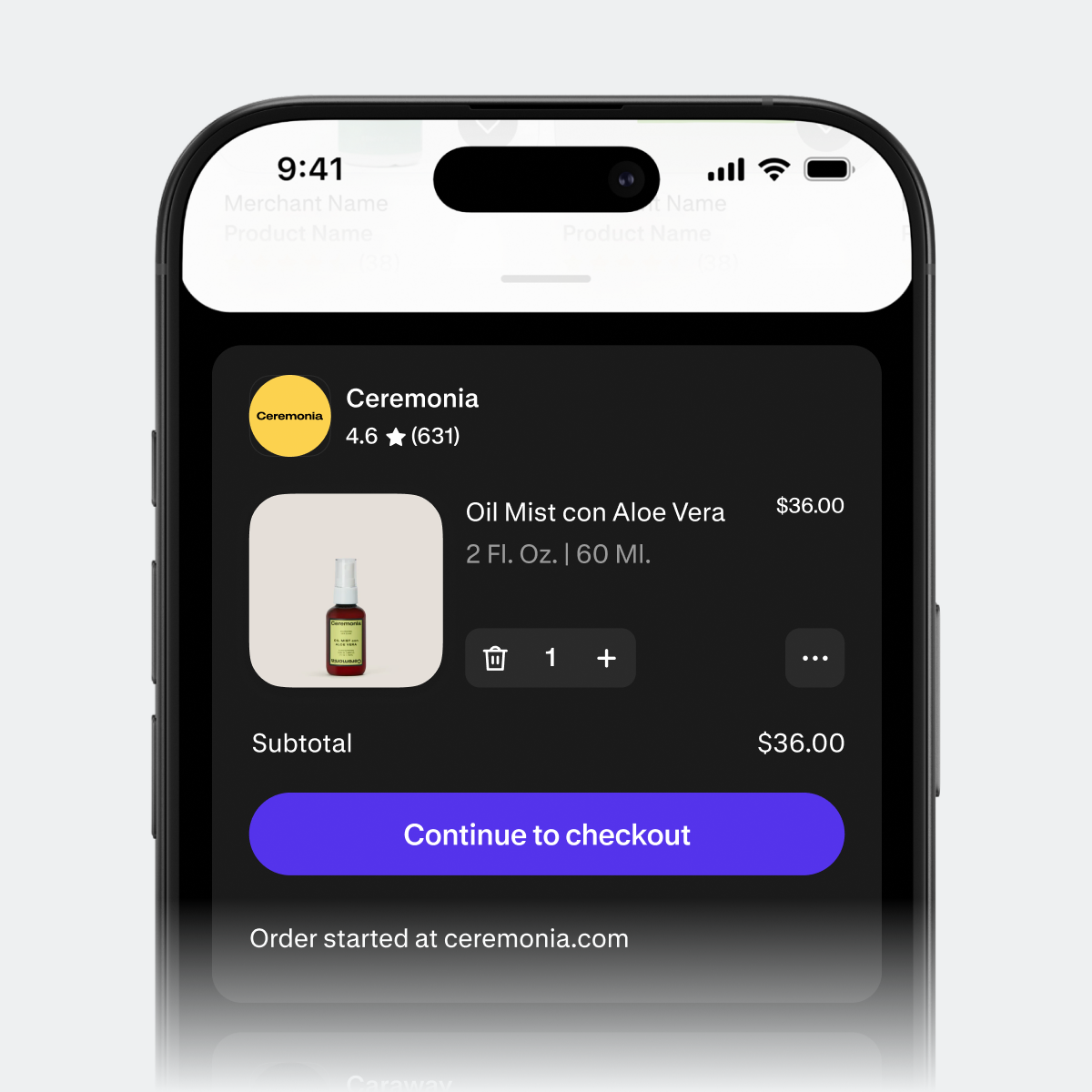 Carts from multiple stores collected in the Shop app