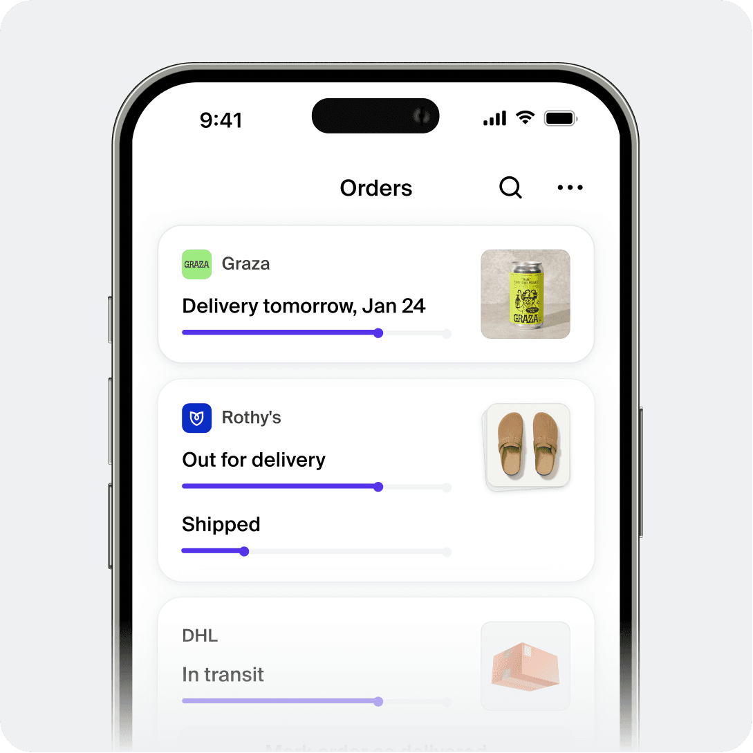 Order tracking in the Shop app with delivery status