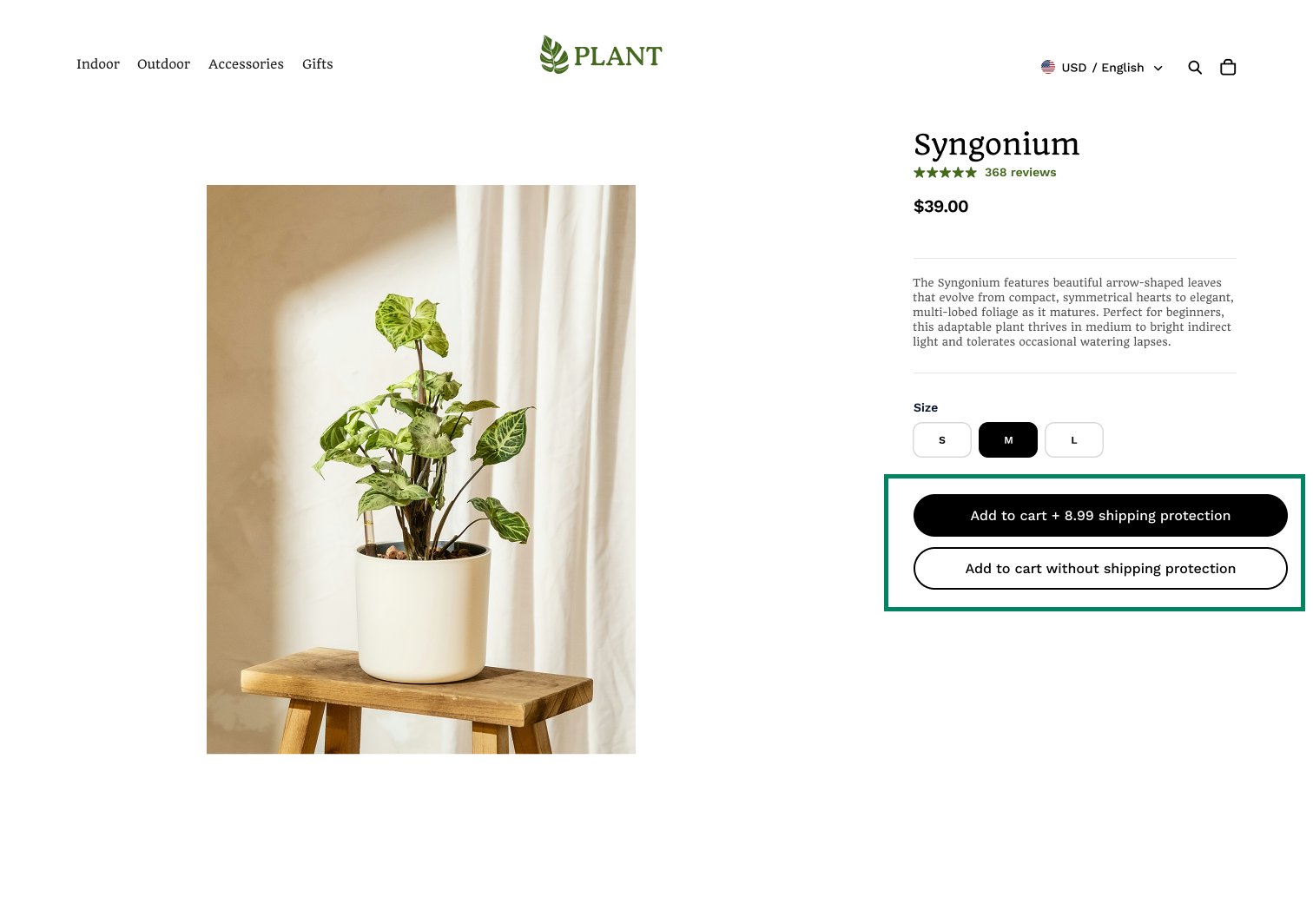 Product page with two clearly labeled Add to Cart buttons, one disclosing an itemized extra charge