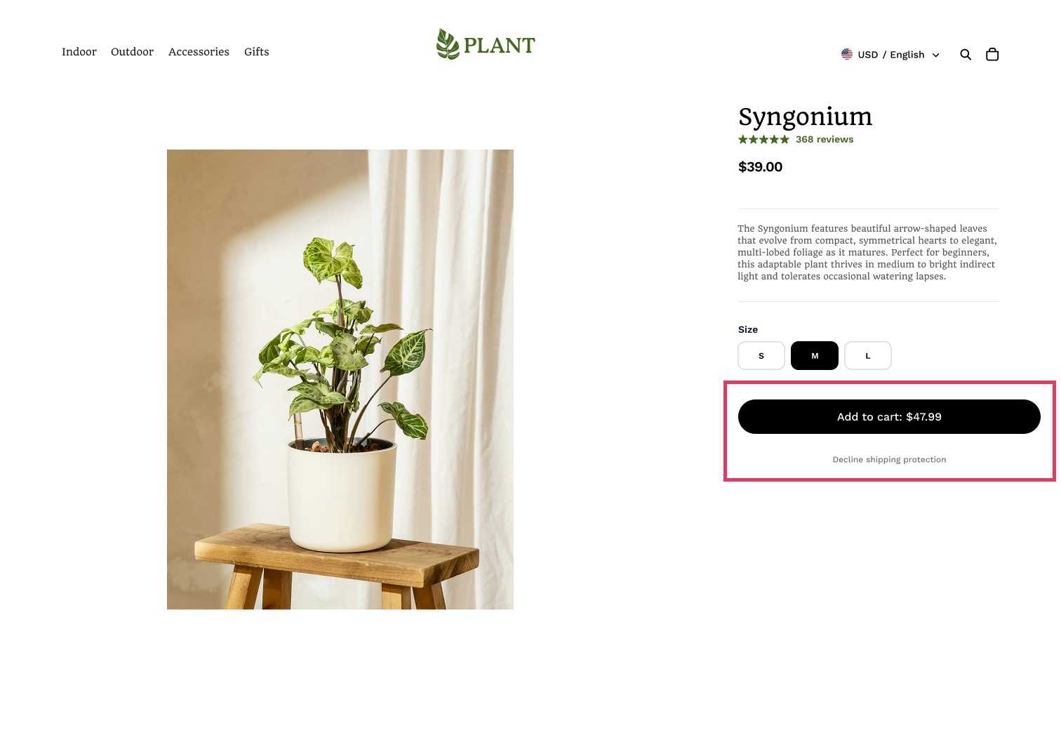 Product page with a misleadingly labeled Add to Cart button
