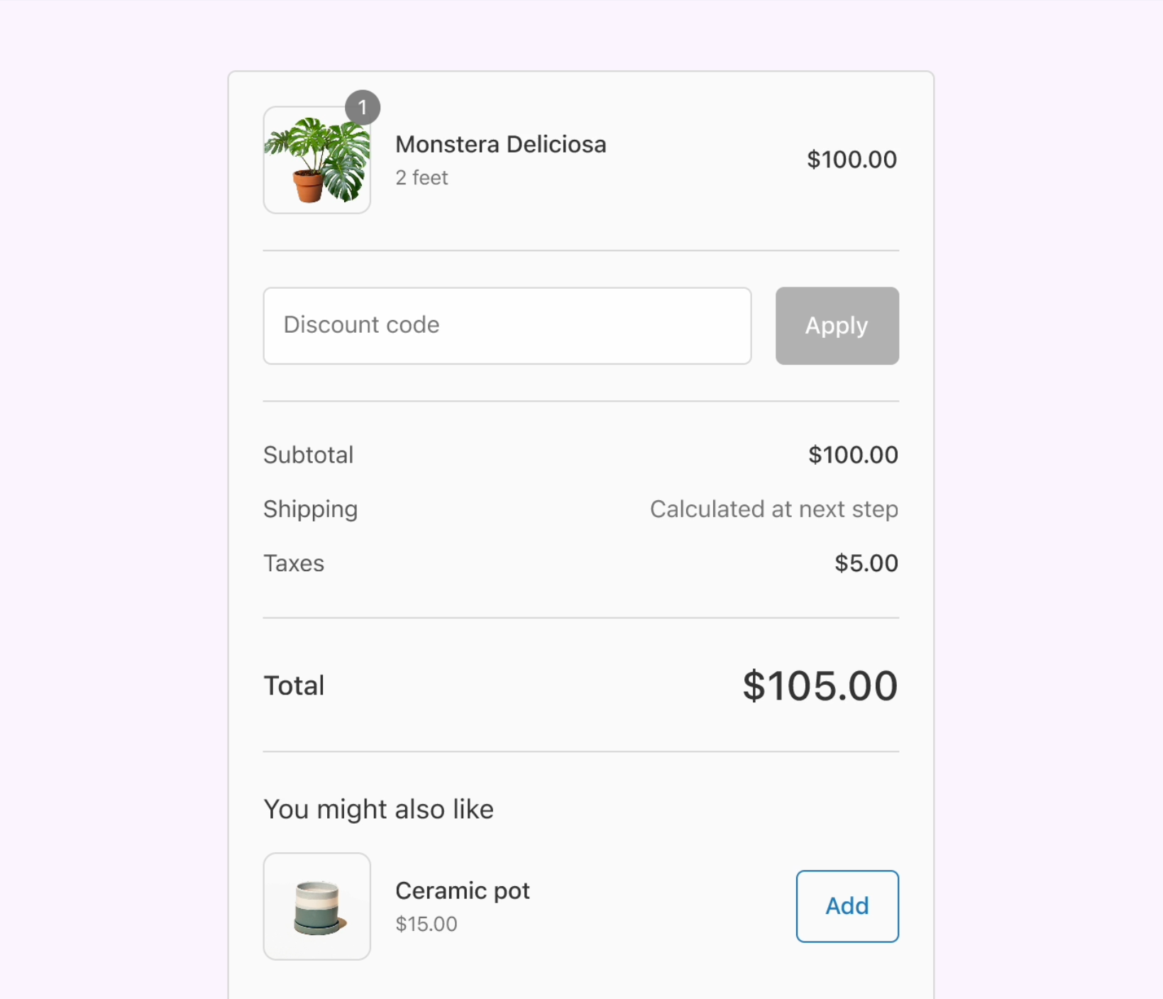 The product offer section in the checkout.