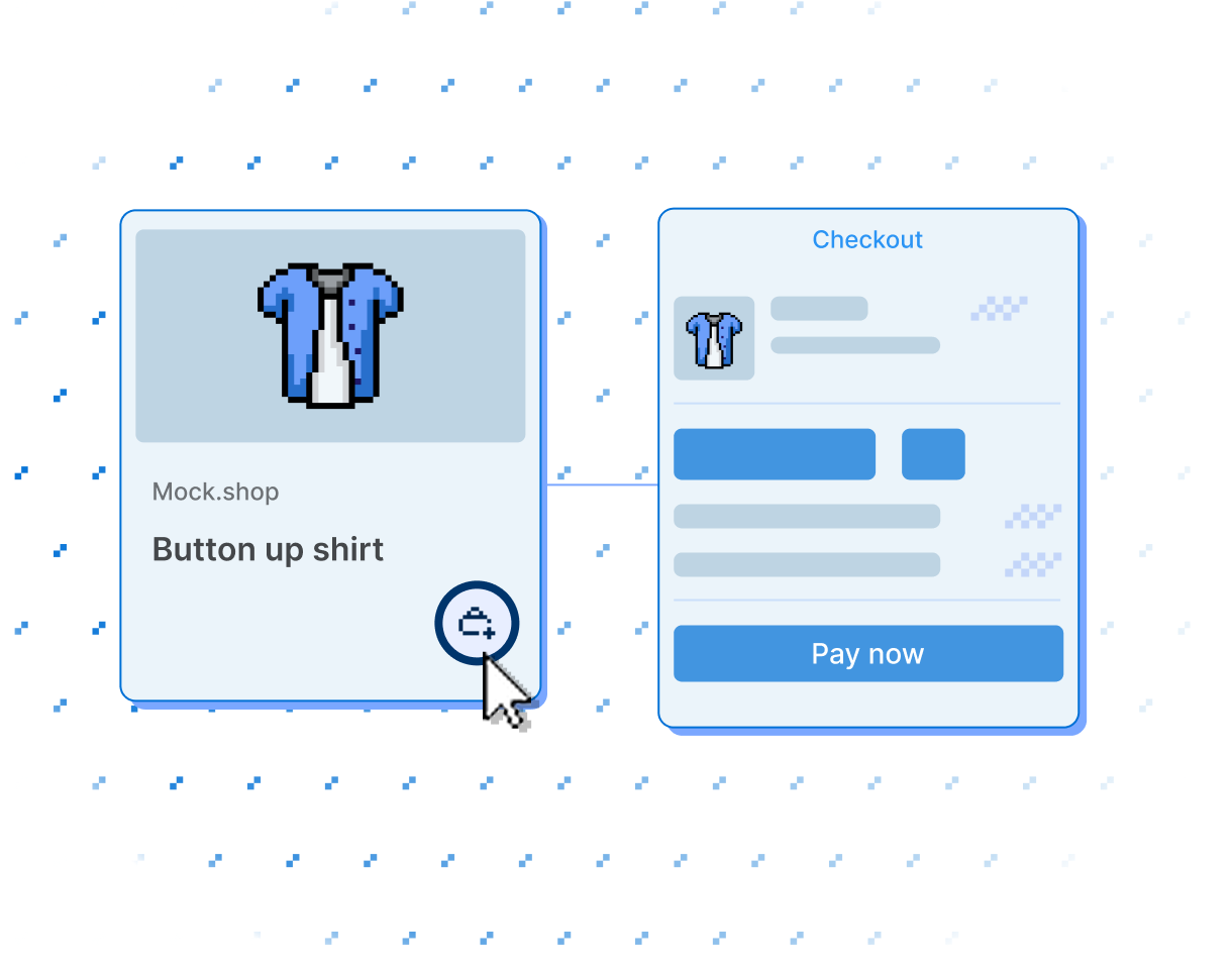 A product card in a native mobile app connected to a Shopify checkout sheet with a Pay now button.
