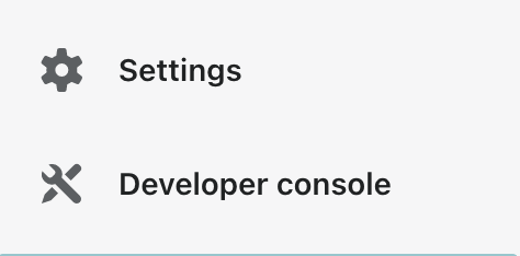 Developer Console navigation item