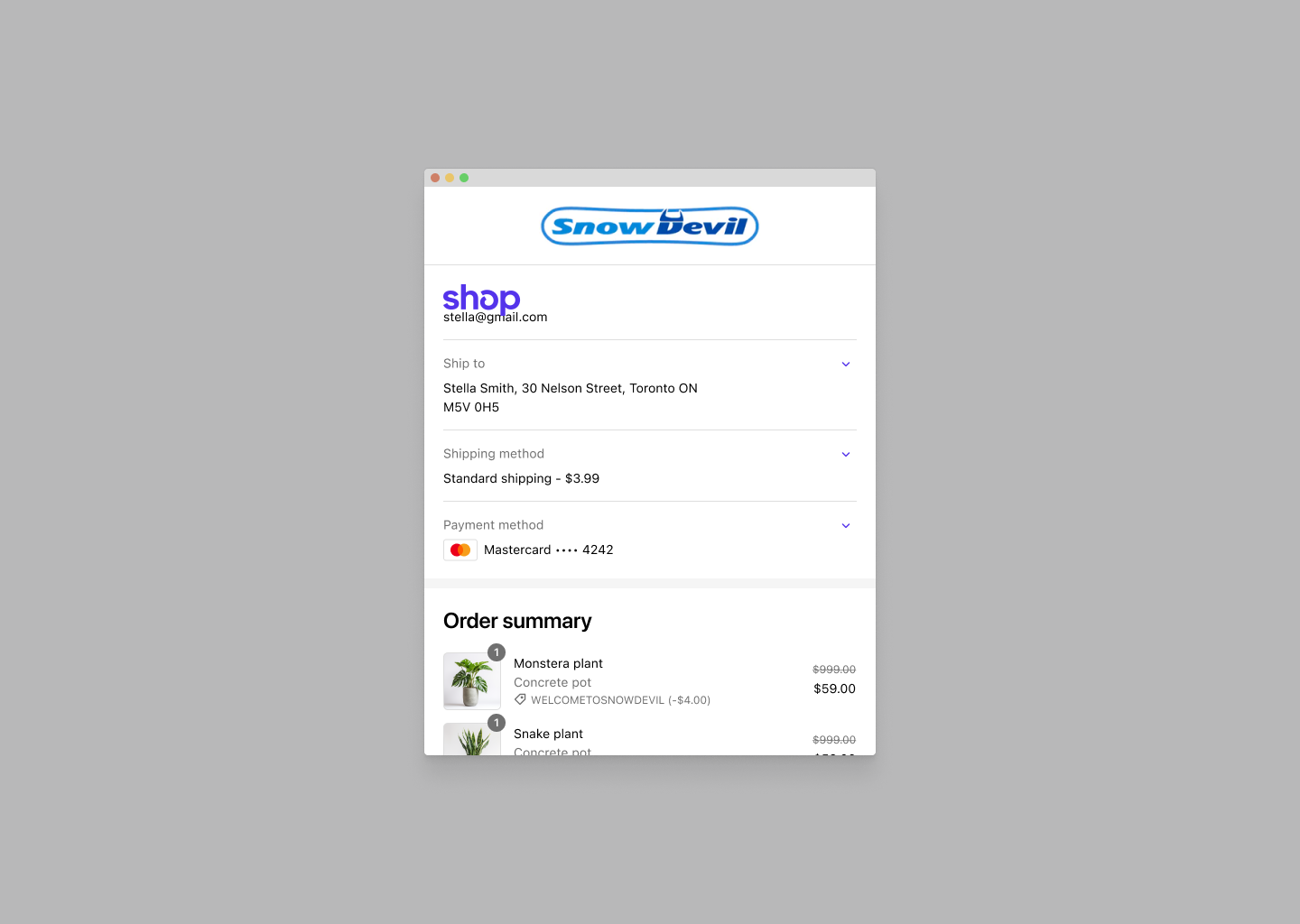 Shop popup checkout