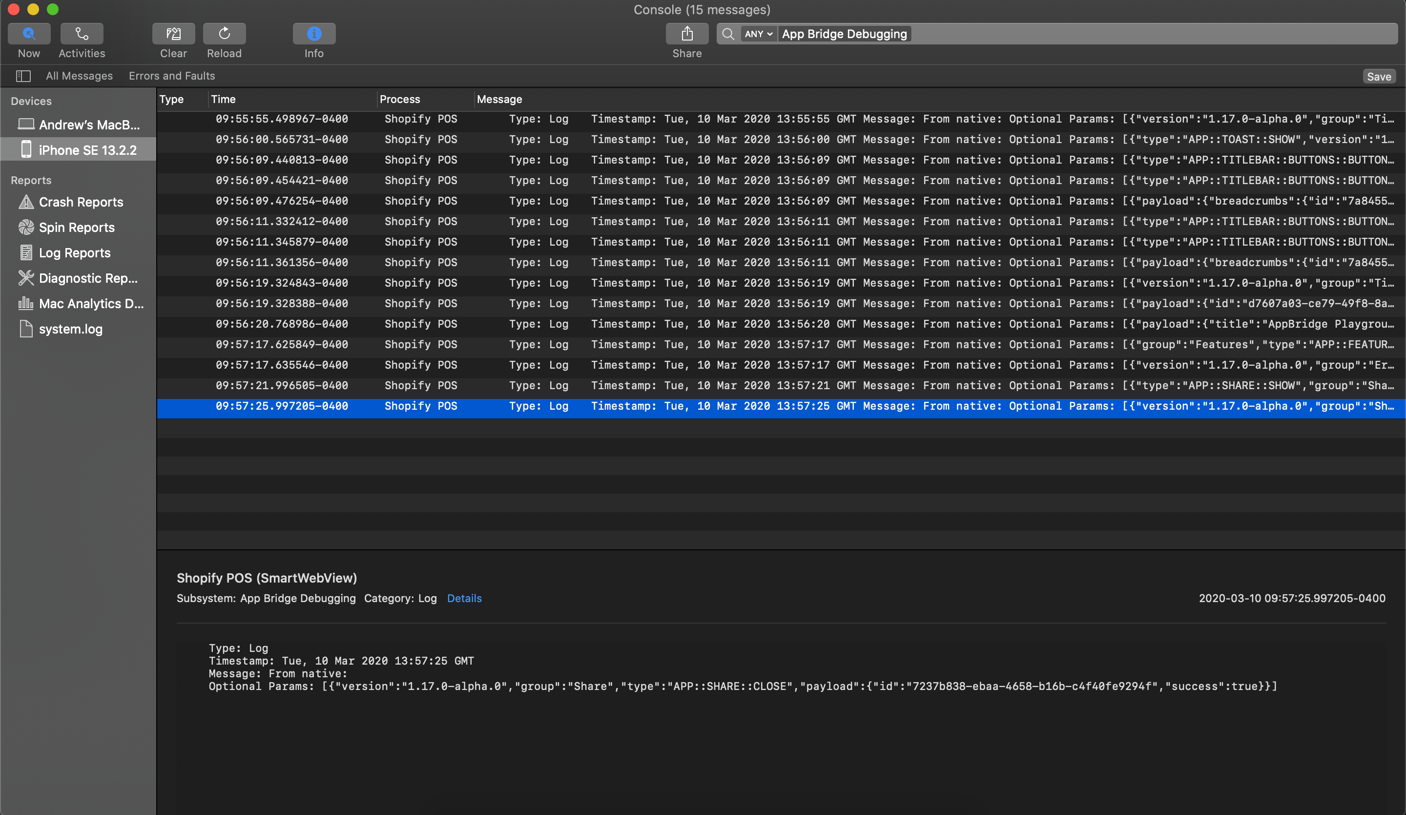 App Bridge iOS Debugging