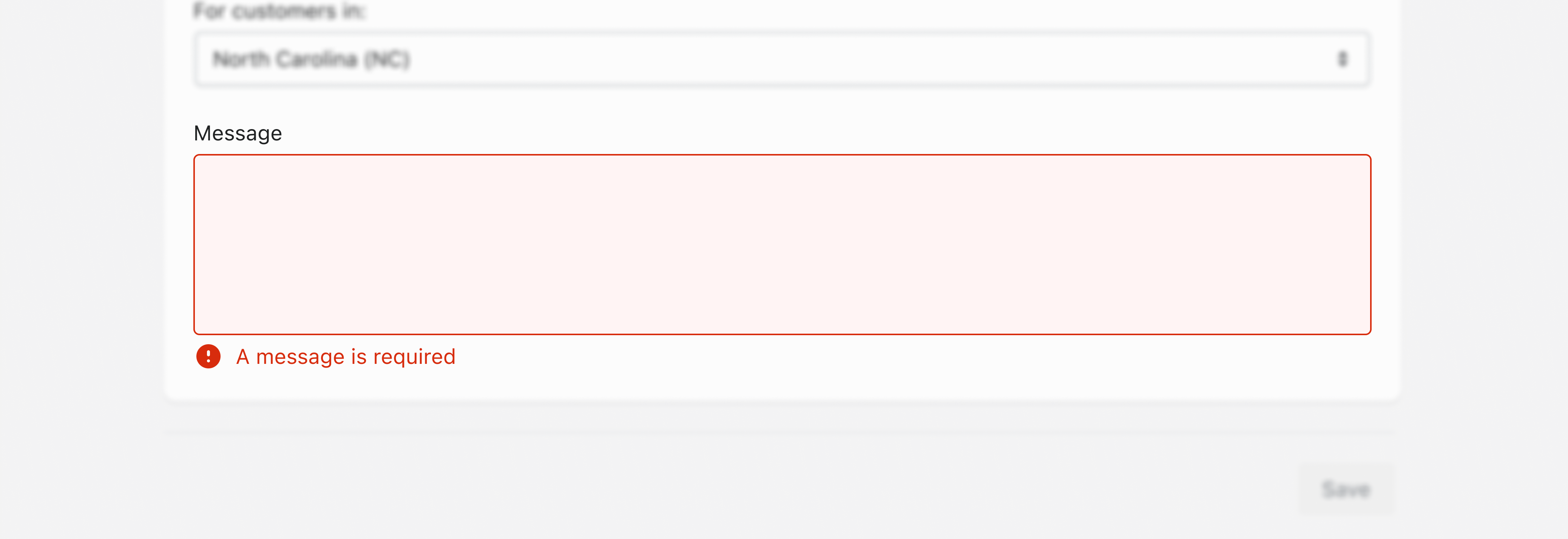An image showing a single validation error.