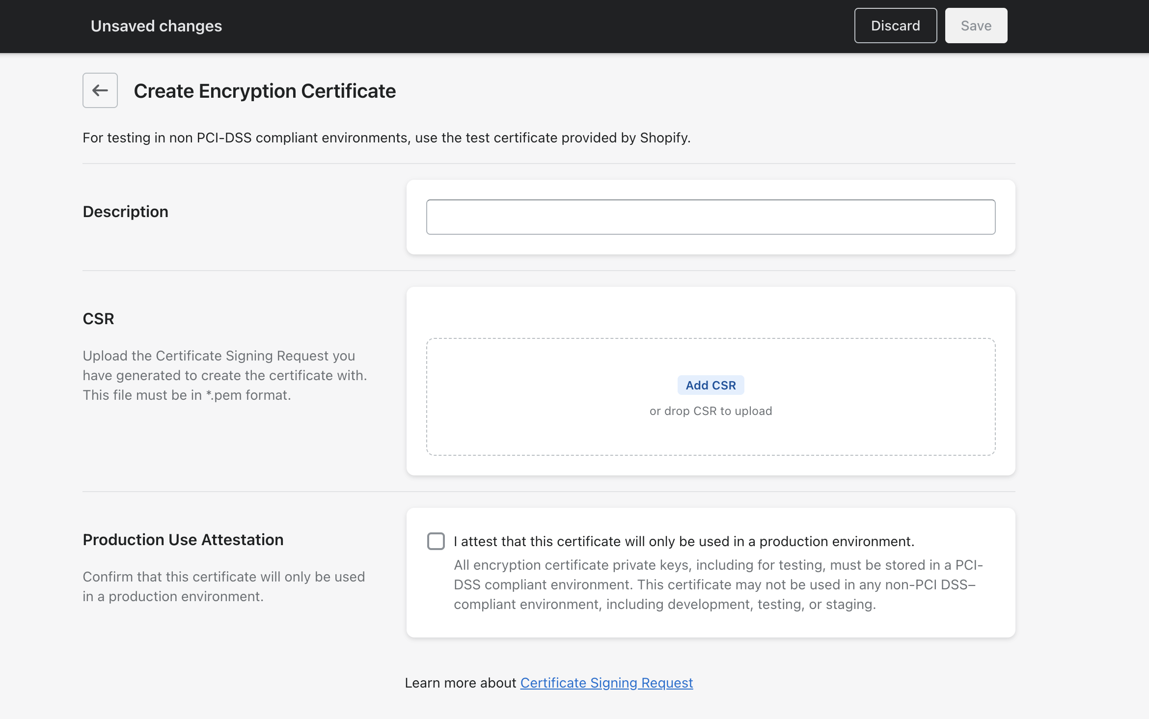 create encryption certificate form