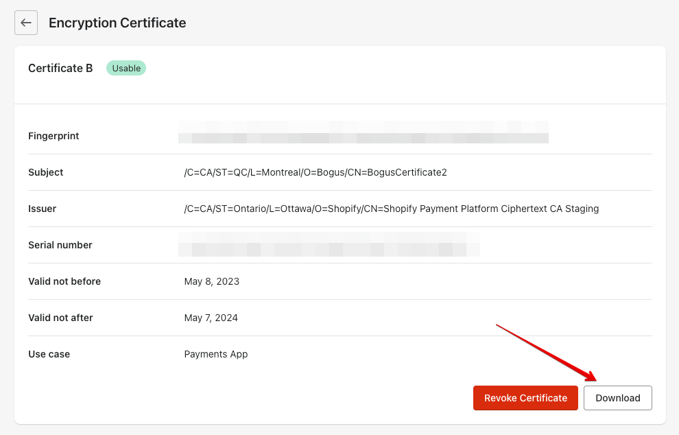 download encryption certificate
