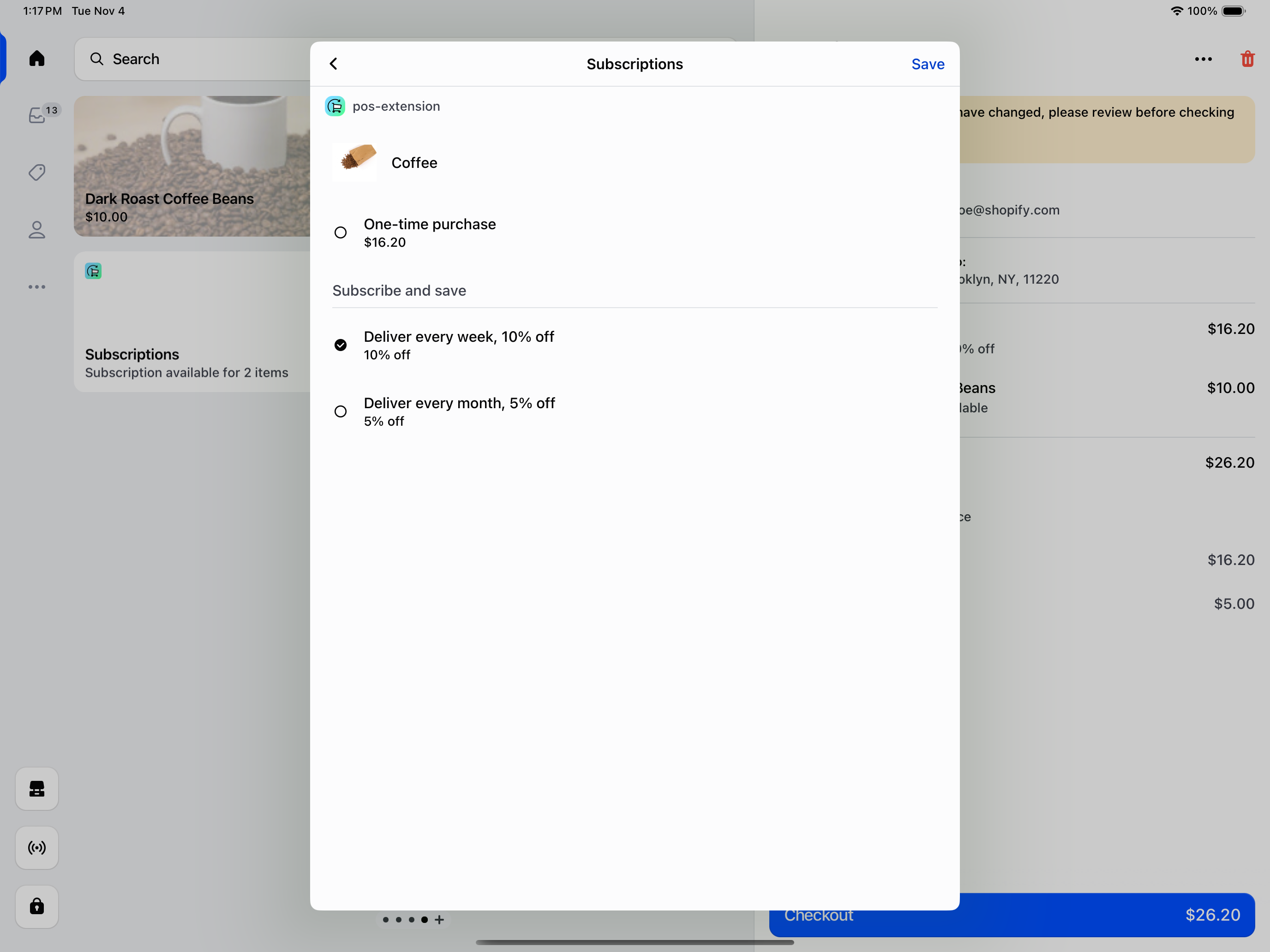 Subscription POS UI extension