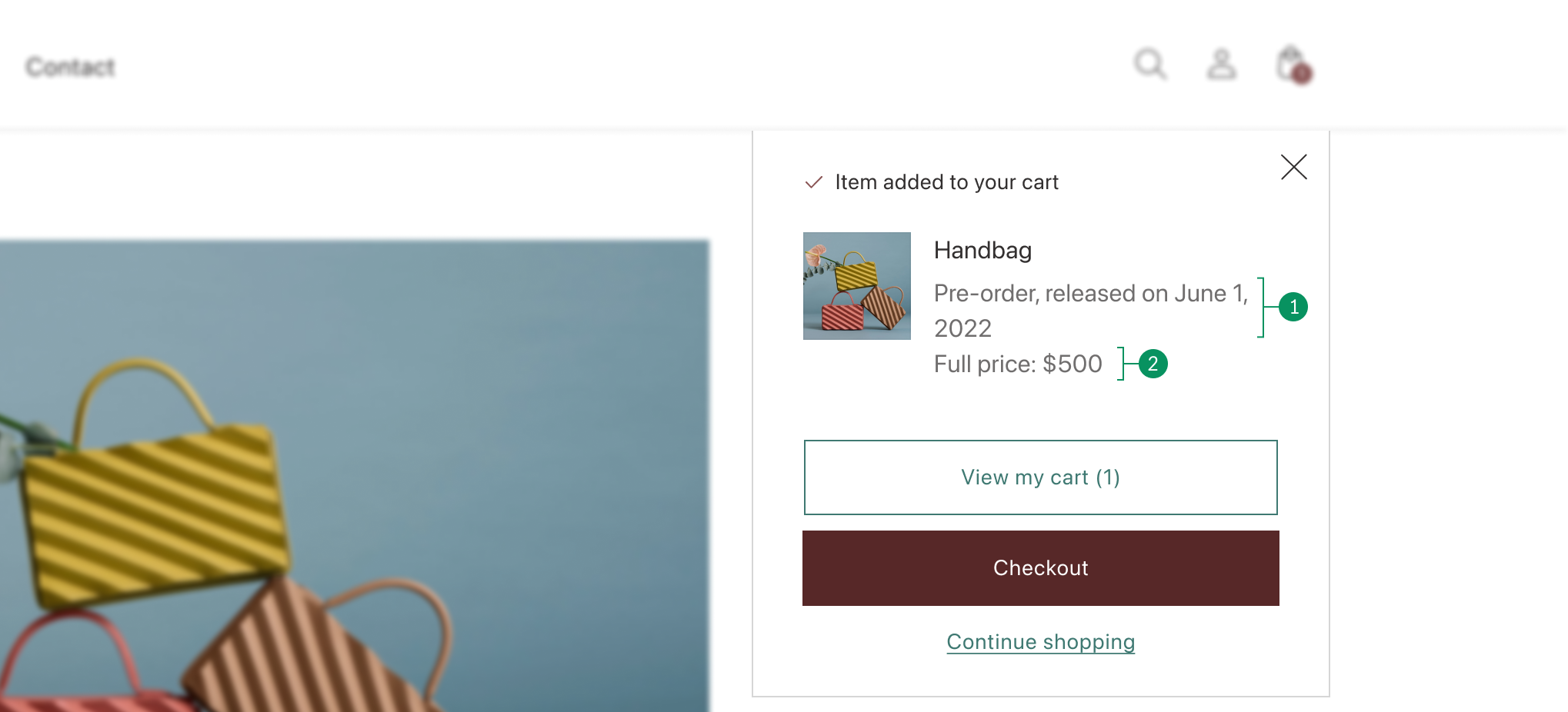 Cart notification for pre-order