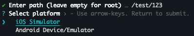Terminal showing deeplink option and path prompt