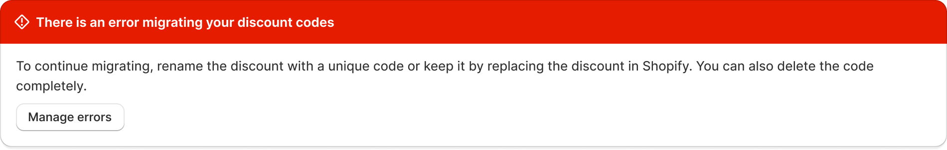 Action required errors need to be fixed banner