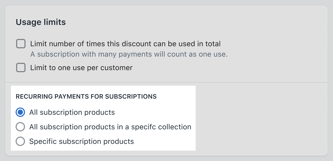 Recurring payments for subscriptions screenshot