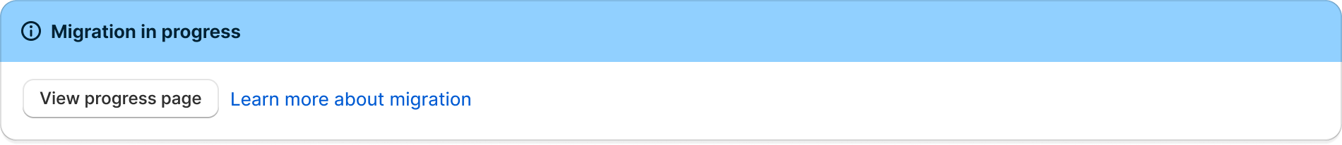 Migration in progress banner