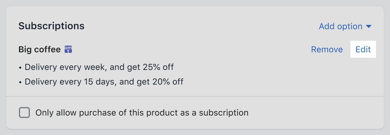 Edit selling plan screenshot
