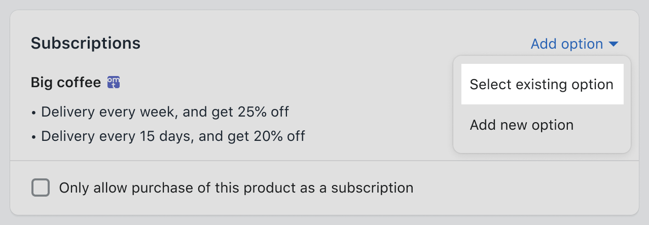 Add existing plan button screenshot