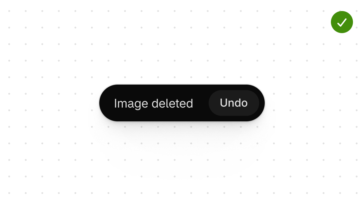 A dismissible toast that confirms an 'Image deleted' action. The toast provides an 'Undo' action.