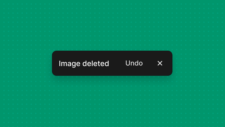 A dismissible toast that confirms an 'Image deleted' action. The toast provides an 'Undo' action.