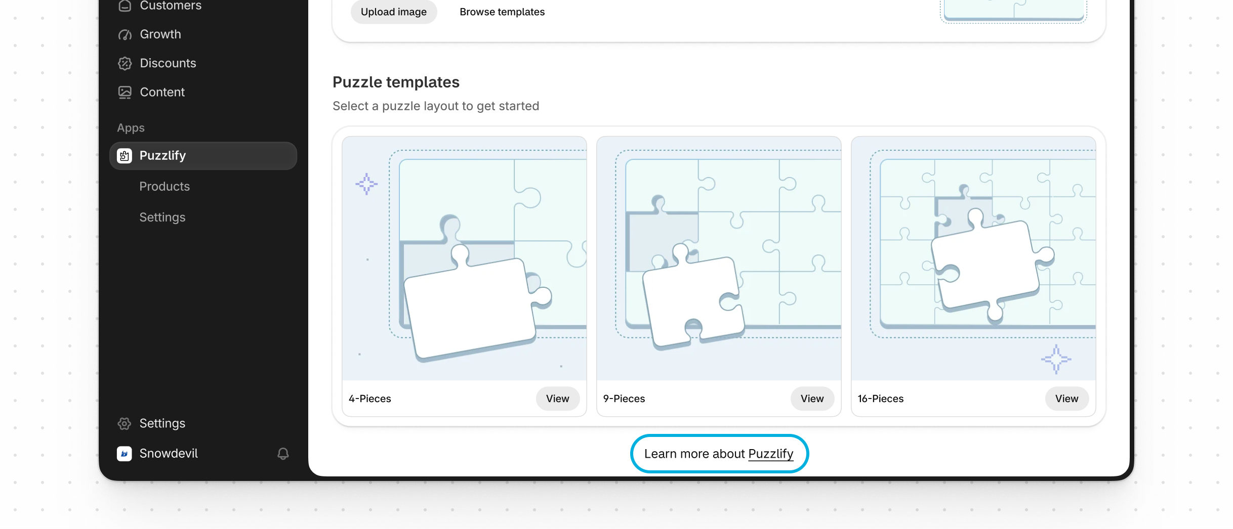 Some highlighted examples of support CTAs in the Puzzlify app.