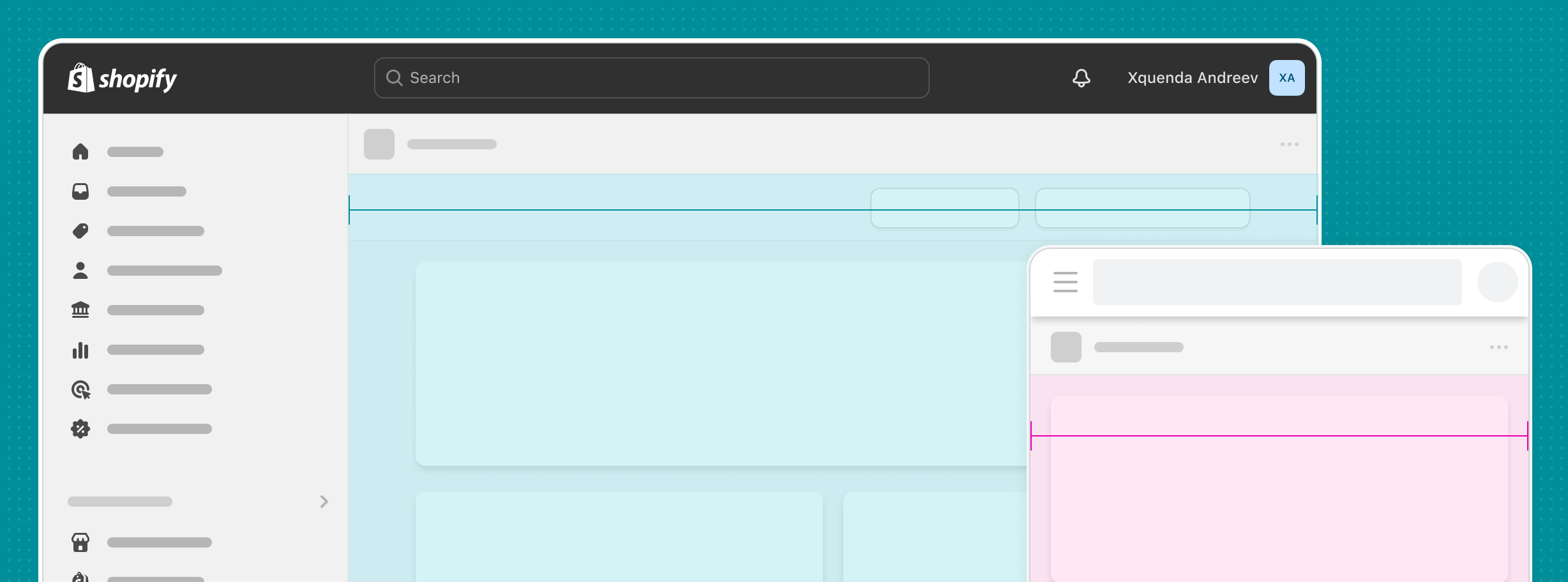 Different app body widths on a desktop and a mobile device.