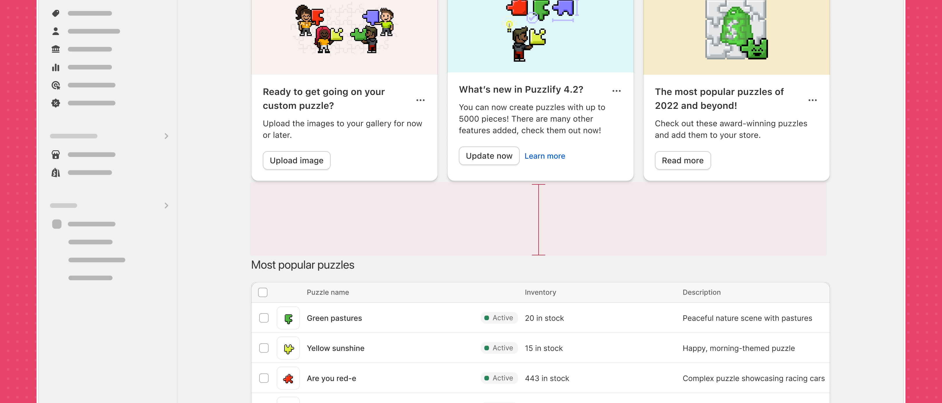 Various layouts with alternating amounts of information density on the same page.