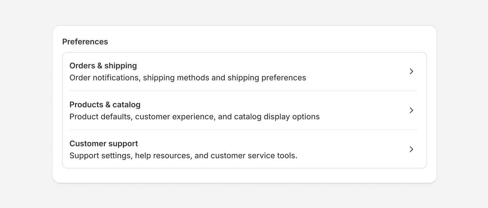 A settings layout with a thinner column on the left with a title and description, and a wider column on the right with form elements.