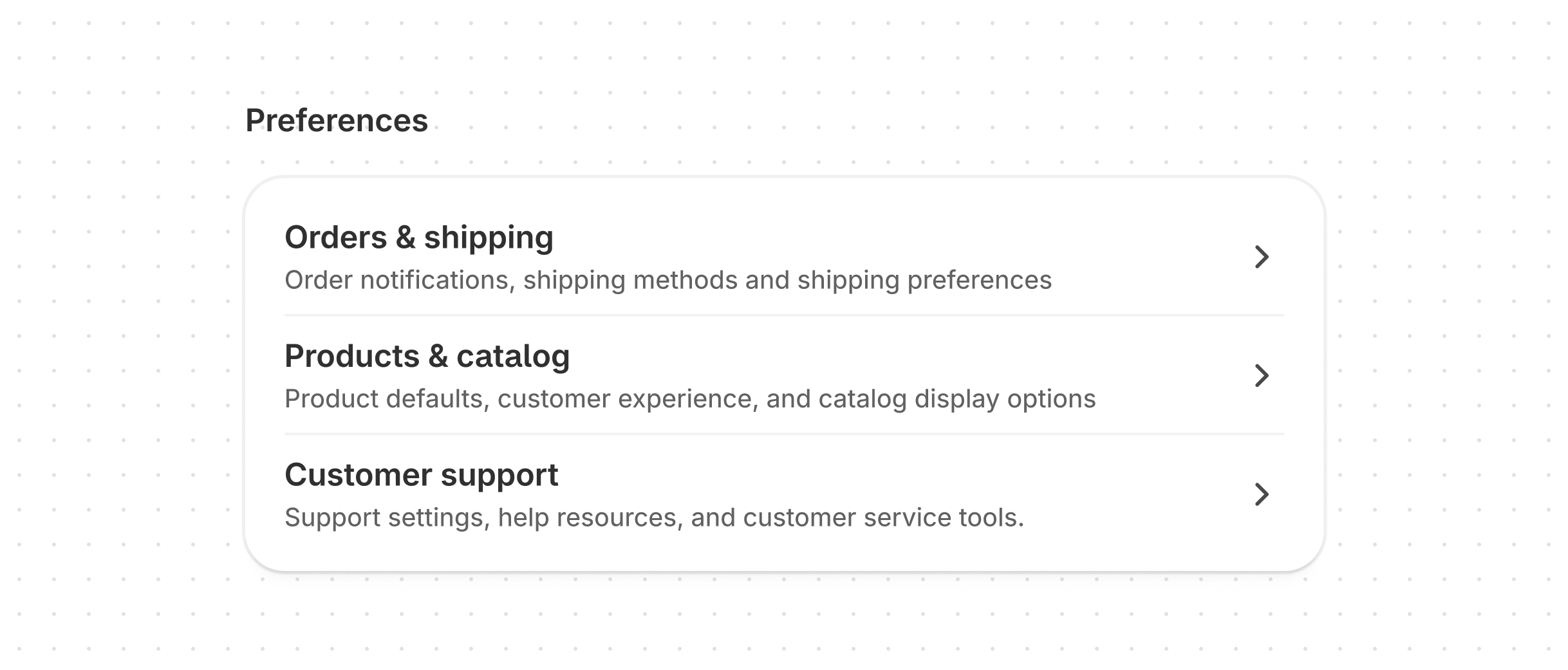 A settings layout with a thinner column on the left with a title and description, and a wider column on the right with form elements.