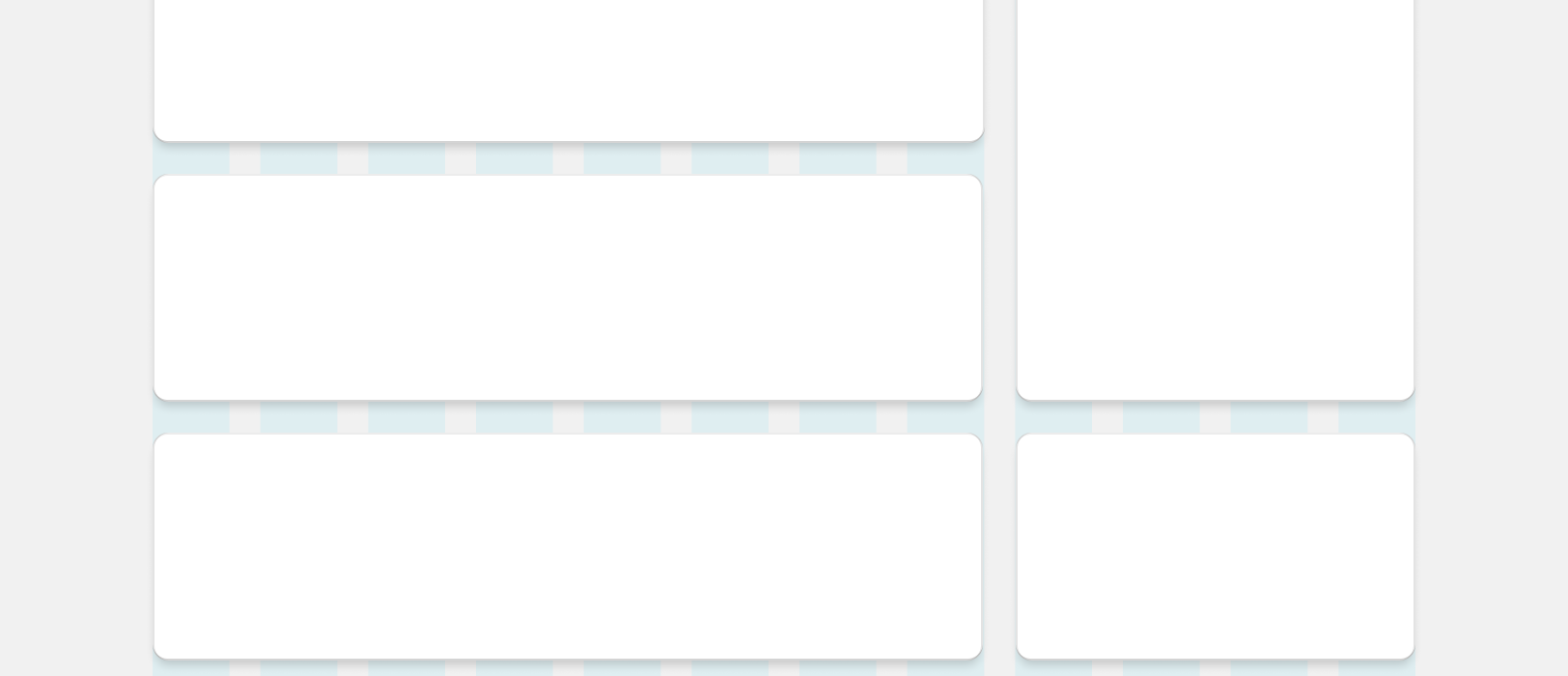 Various layouts, including single and two-column.
