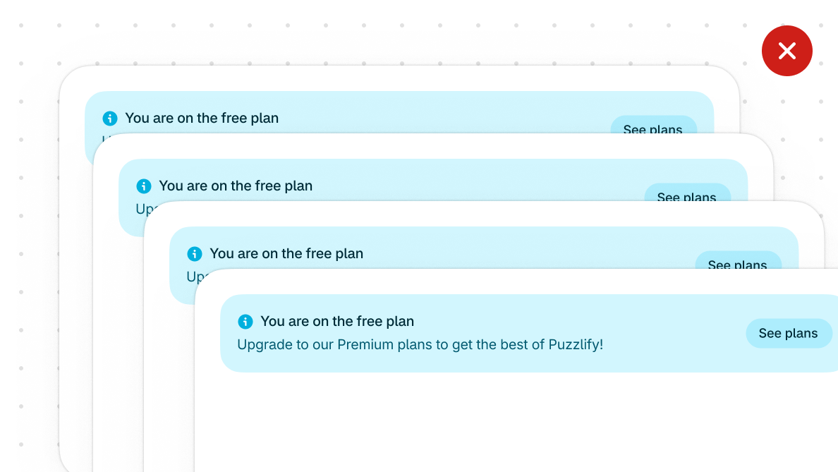 A series of separate pages that all contain the same marketing message.