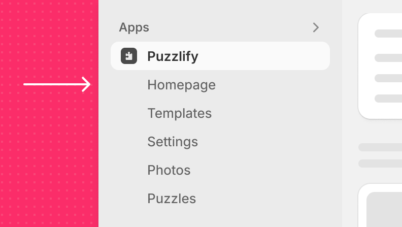An app's homepage with the app's name highlighted in the app nav.