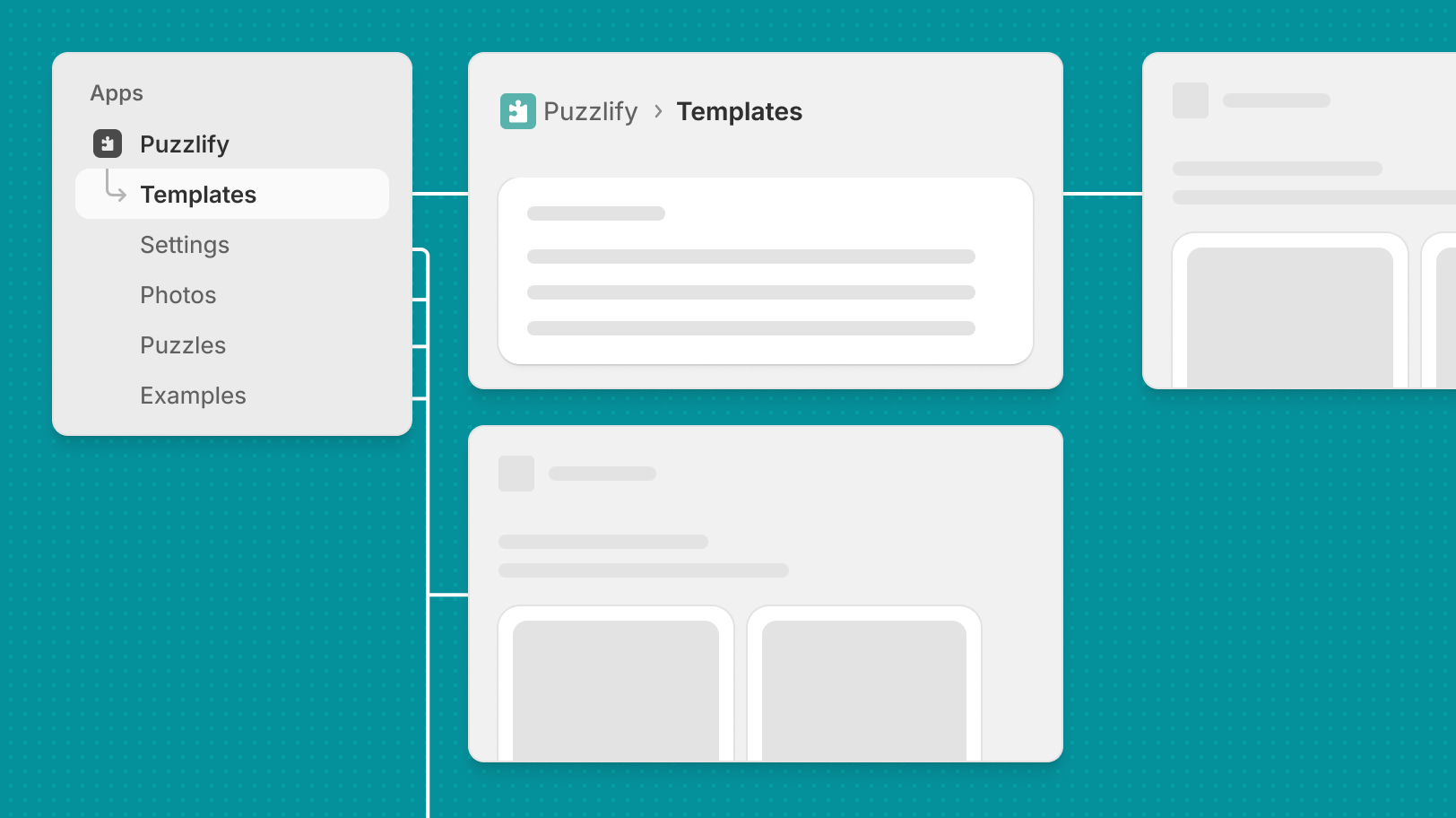 The Shopify admin with numbered indicators for the app nav (labeled 1), the app name (labeled 2), and the page header (labeled 3).