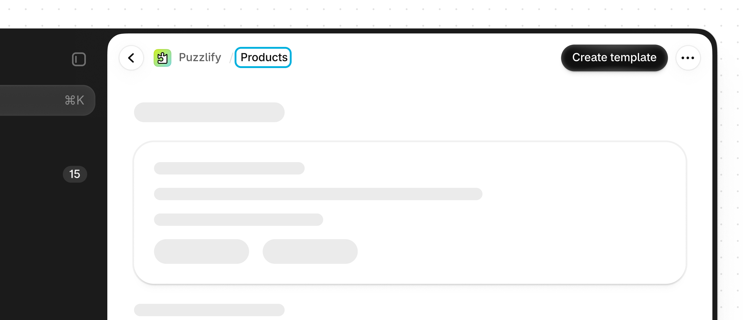 An app header with the page title 'Products' outlined to highlight it.