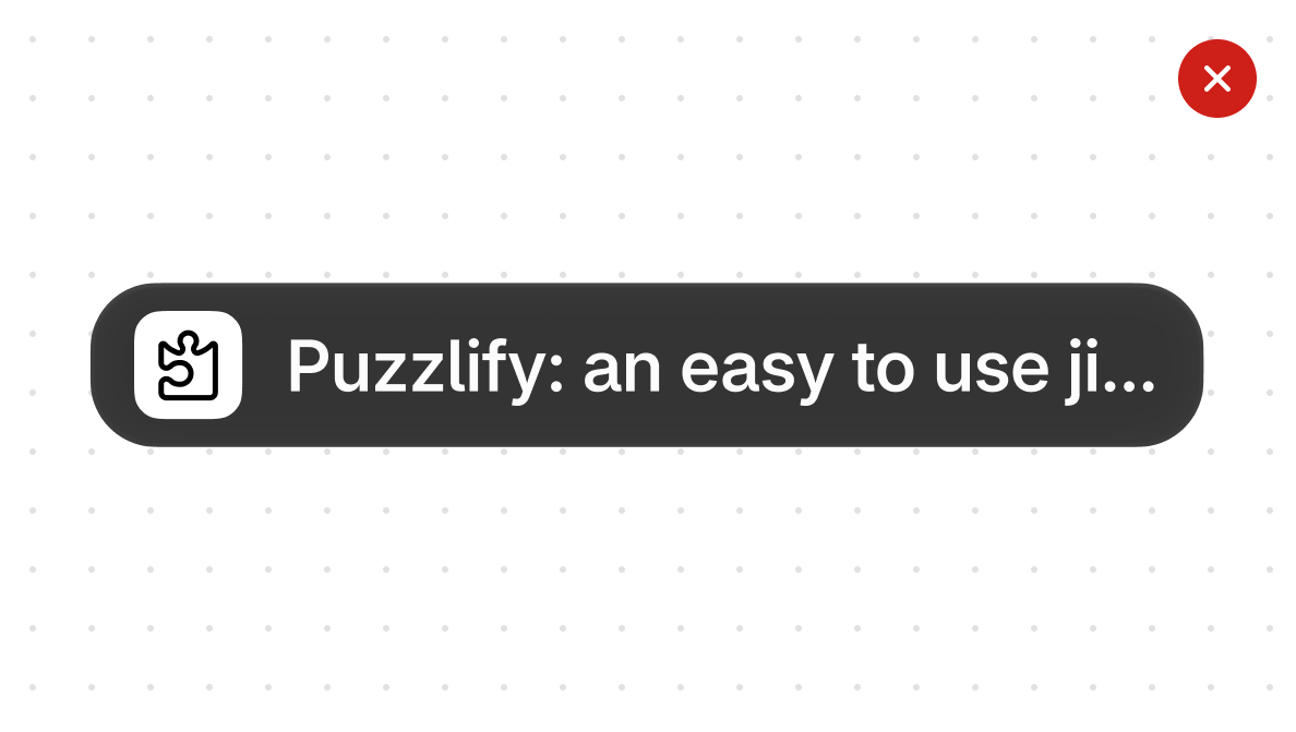 The app name 'Puzzlify: an easy to use ji…' truncated by an ellipsis, marked with a red X.