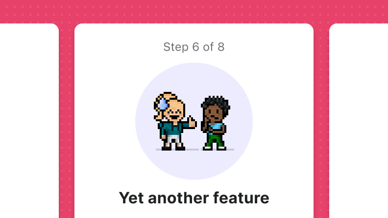 An onboarding screen showing that the merchant is currently on step six out of eight.