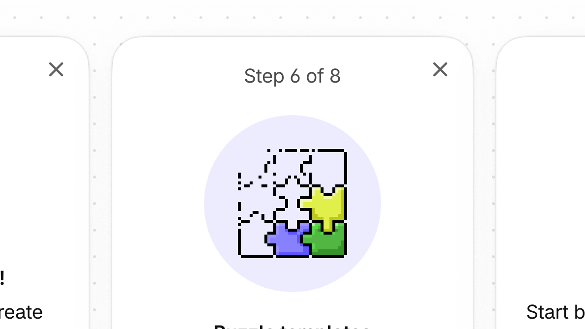 An onboarding screen showing that the merchant is currently on step six out of eight.