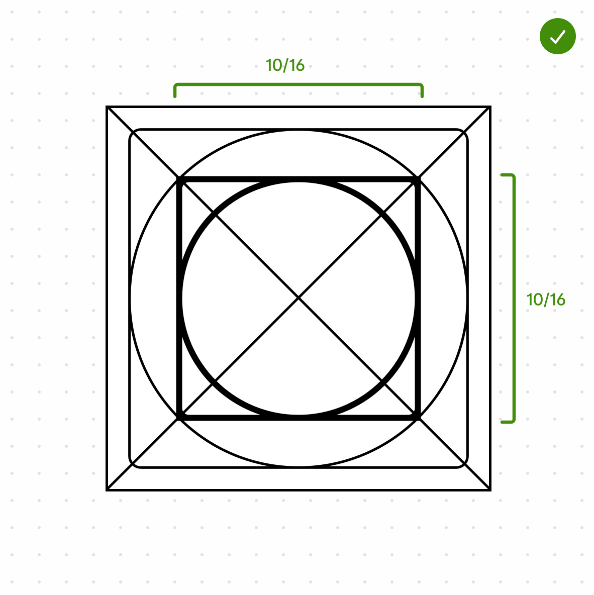 The minimum size of an icon within the icon grid.