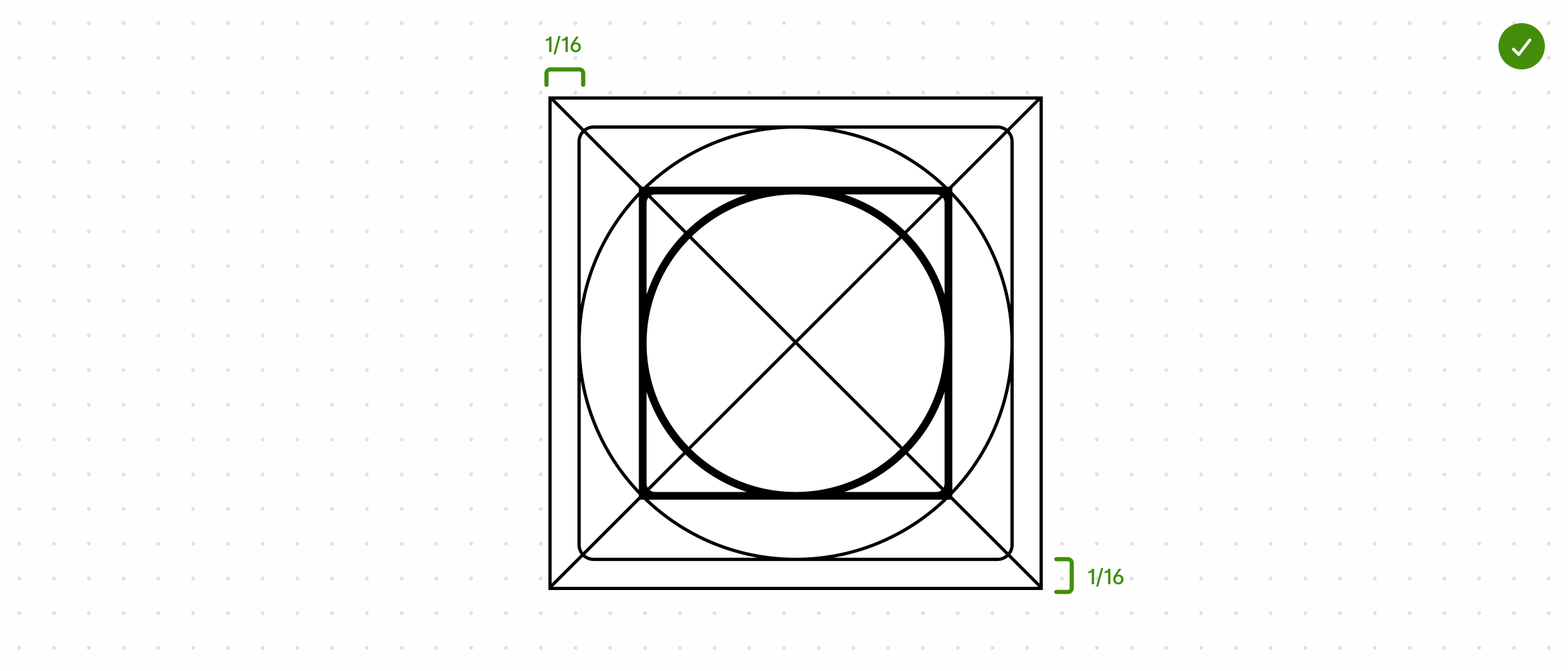 1/16th margin around an icon.