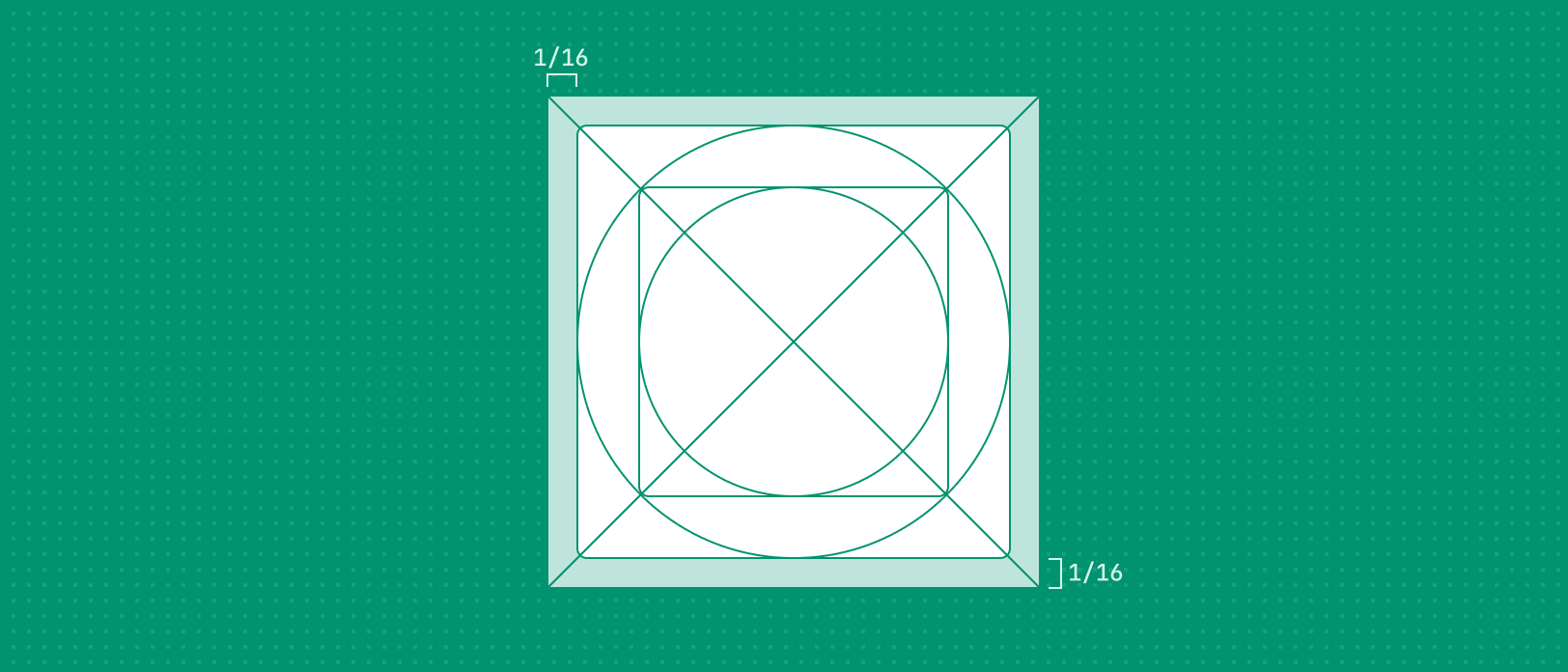 1/16th margin around an icon.