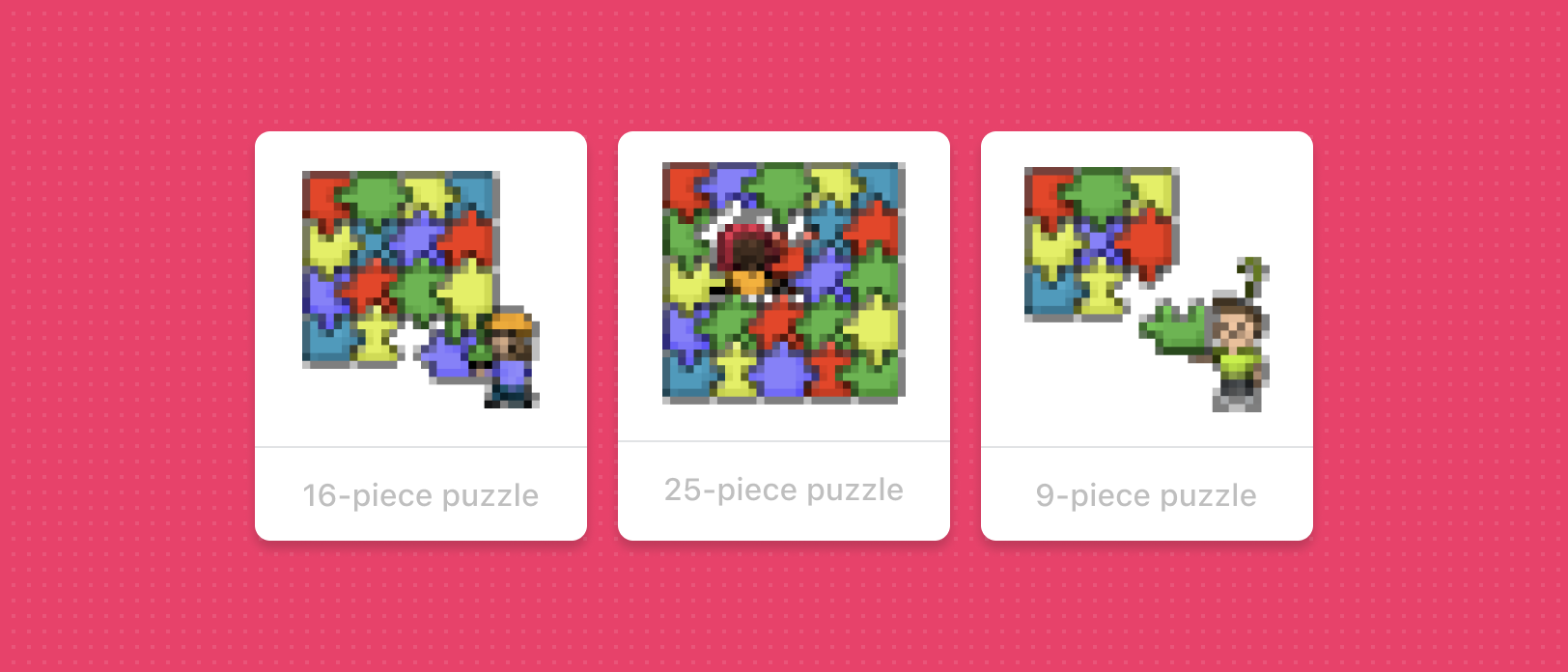 Low resolution illustrations that are very pixelated and blurry.