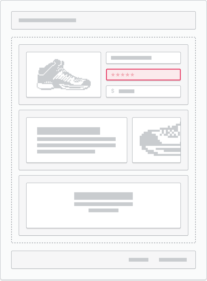 An example of an app block added to a section. The section is beside a product image and is for a product star ratings app block.