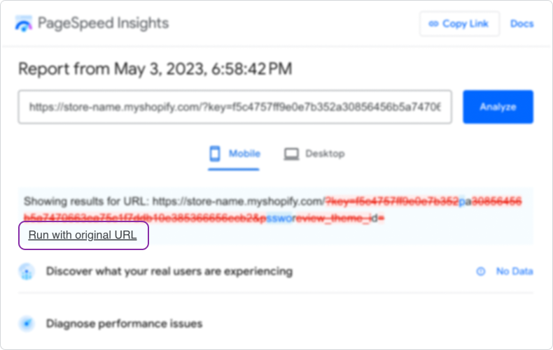 Make sure that you test your store using the original preview URL that you copied.