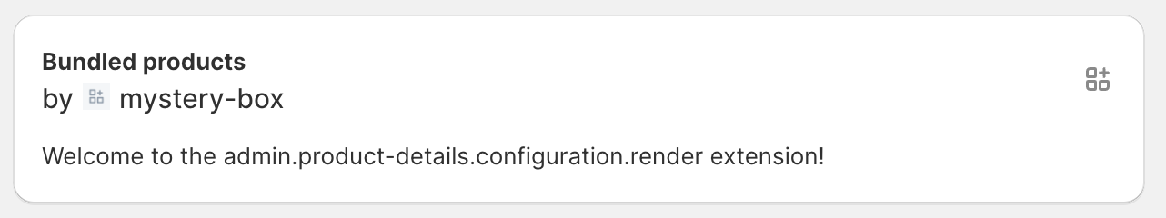 A product configuration extension rendered within the Shopify admin.