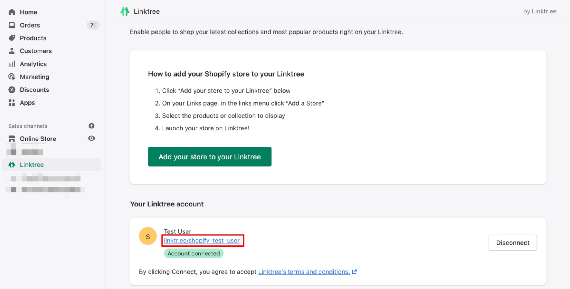 A link to the marketplace in the channel interface