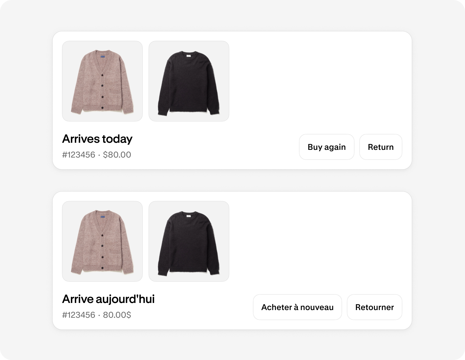 An overview of how customer account UI extension localization adapts content to a customer's language and region.
