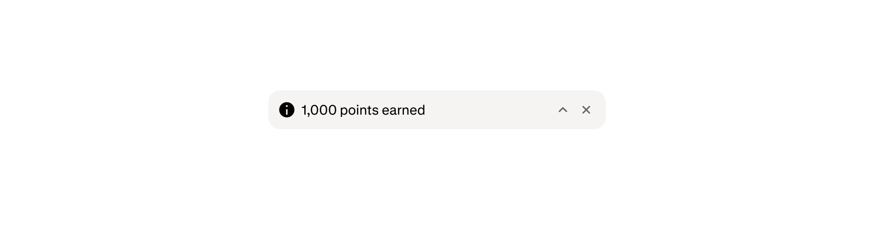 A blue banner in the info status that says "1000 points earned".