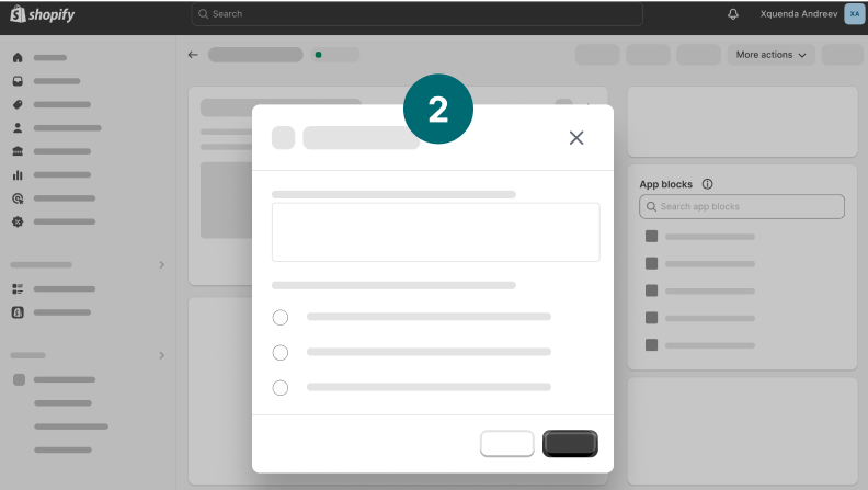 An admin action modal.