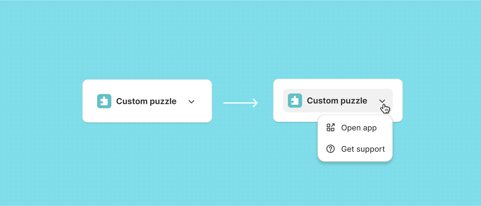 Hovering over the app attribution indicator reveals the full app name and color logo.
