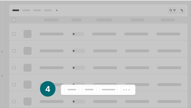 The bulk action menu at the bottom of an index page.