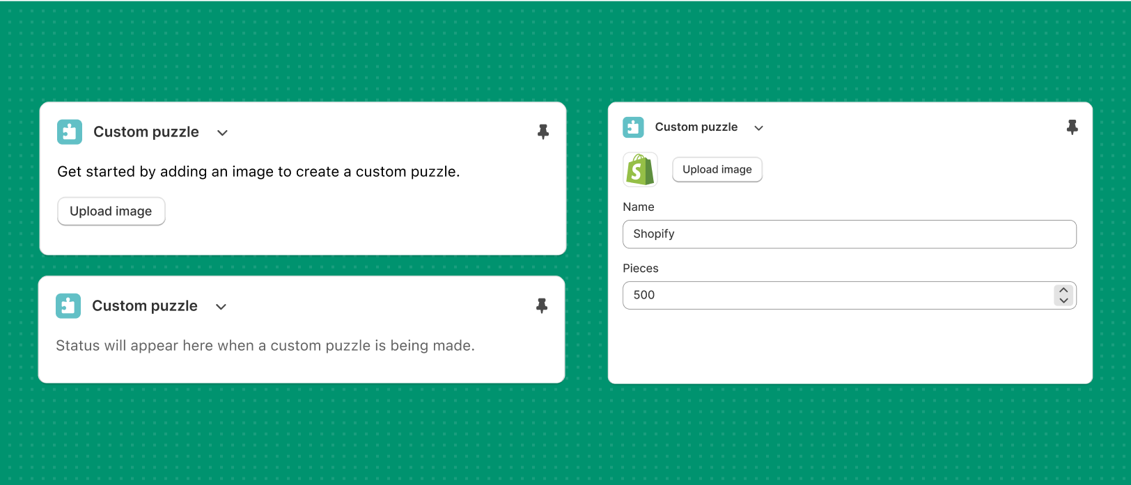 An example of an app block featuring an empty state and a non-empty state.